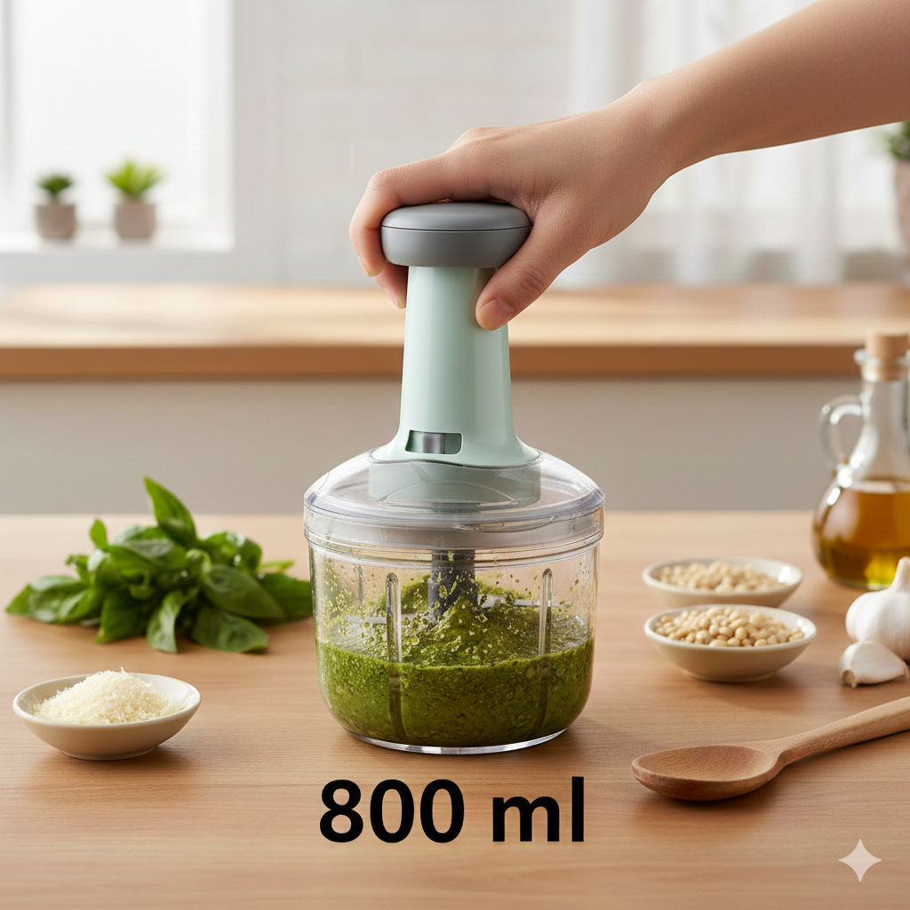 Premium 800ml Multi-Purpose Manual Vegetable Chopper with Stainless Steel Blades | Quick & Efficient Kitchen Cutter